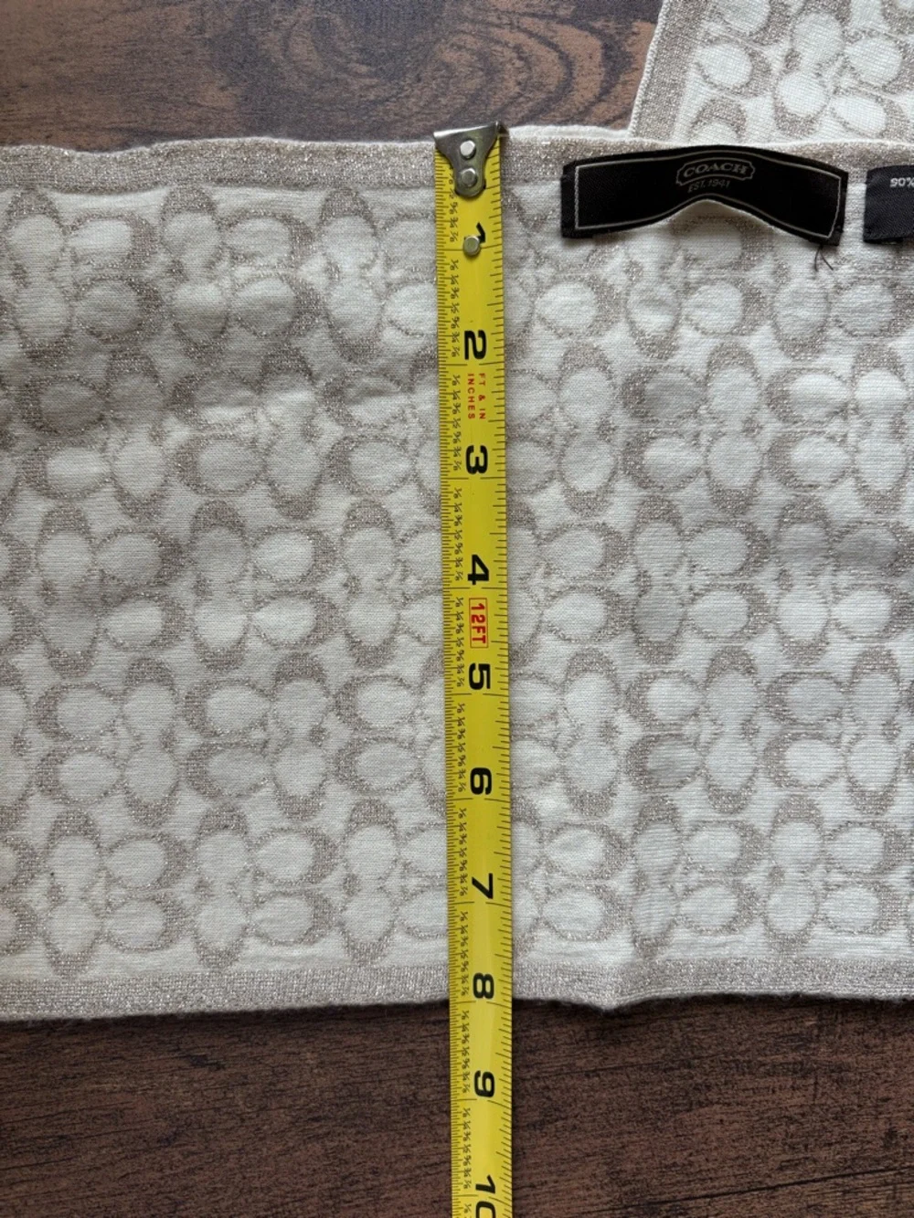 Coach Cream and Taupe Signature Jacquard Scarf